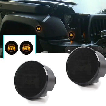 Sprednji LED Vključite Opozorilne Luči Spredaj Žar Vključite Opozorilne LED Spredaj Blinker -Dim Objektiv za Jeep Wrangler JK 07-18