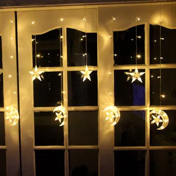 LED Zvezda, Luna LED Zavese Niz Svetlobe Toplo Bela Vila Osvetlitev Okrasni Razsvetljava Za Božič, Novo Leto, Poročni Počitnice 220V