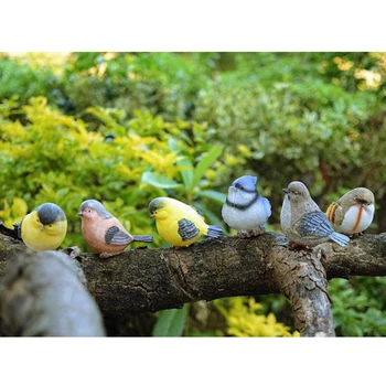 6 Kos Simulirani Ptice, Živali Bitje Dekoracijo Ročnega dela obrtniška dela Miniaturne Figurice za Office Vrt na Prostem