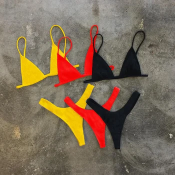 Dva Kosa Kopalke Oblazinjeni Čipke Trikotnik Tangice Ženske, Plavanje Obleko Seksi Kopalcev Backless Belušno Biquinis Plažo
