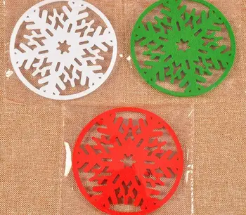 Vroče 3 barve 10 cm Božič krog Sneg tabela mat kvačkanje Božič coasters doilies pokal pad rekviziti za namizni okras SN1544