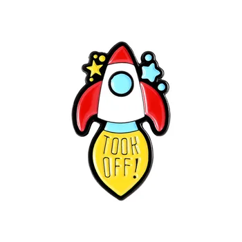 10styles Moda Broška Emajl Pin Meri Astronavt Vesoljska Ladja, ki je Raketa NLP Broška Vrečko Značko River Pin Nakit Darilo Za Otroke