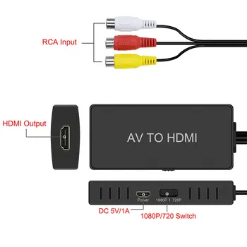 Polje PAL Video Pretvornik Stabilno CVBS Signal Avdio Plug And Play AV Za HDMI je združljiv Adapter Mini NTSC HD 1080P VCR