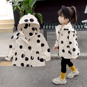 Baby Dekle Jarek Plašč Moda Korejski Pika Hooded Windbreaker Za Dekleta Jeseni Malčka Otroci Jopiči Dekliška Oblačila Nov Prihod
