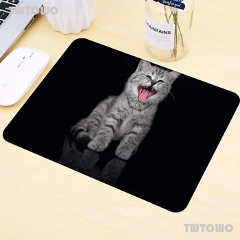 Žival Mačka Natisnjeni Črno Miško-ploščica Velikosti Sani-slip Miši Mat HD Sliko z Našitimi Robovi Gaming Mouse Pad Srčkan Desk Mat