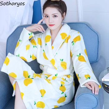 Ženske Obleke, Tiskanje Lepo Toplo Plus Žamet Debelejši Homewear Ženski Priložnostne Puhasto Mehko Preprost Korejskem Slogu Udobno Čipke Moda