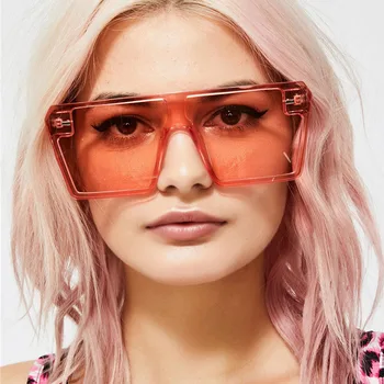 Kvadratni Enem Kosu Sončna Očala Ženske Candy Barve Očala Moda Oversize Pravokotnik Sončna Očala Za Ženske Letnik Priljubljena Očala
