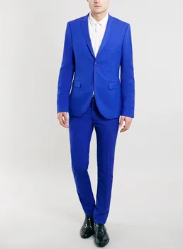 Nov Prihod ženina bo ustrezala modra tuxedos za moške poročne obleke za moške modra 2 kosov moške obleke slim fit dve gumb groomsmen obleke