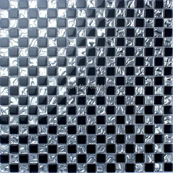 črna mešano srebro, diamant steklo mozaik ploščice kuhinja backsplash kopalnica tuš mozaik mini kvadratni steber mozaik ploščice