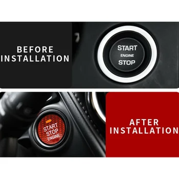Ogljikovih Vlaken Motor Avtomobila Start Stop Stikalo Potisnite Gumb za Kritje Trim Nalepka je Primerna za Mazda CX-3 CX-4 CX-5 CX-8 MX-5 Axela Rdeča/Črna