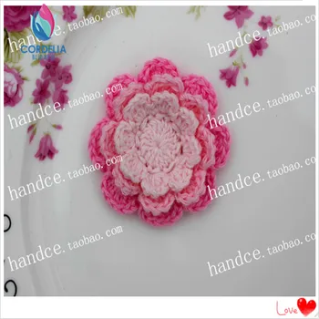 30 kos 1.8 inch visoko kakovostne bombažne tkanine malo ročno izdelan okrasni kvačkanje roza cvet, obliži, kot oblačila dekoracijo motiv