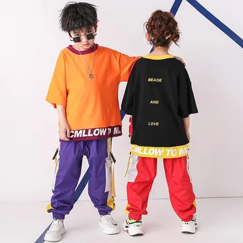 Korejski Hip Hop Modo, Ples Kostum Dekle, Fant Jazz Ulične Obleka Ohlapno T Shirt Hlače, Obleka za Otroke Stopnji Uspešnosti