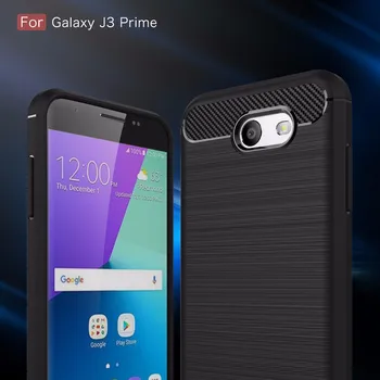 Primeri za Samsung Galaxy J3 Prime,30pcs/veliko,ogljikovih Vlaken krepak oklep TPU zaščitnik hrbtni pokrovček za J3 Prime,brezplačna dostava