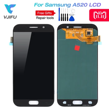 Amoled A520f lcd zaslon Za Samsung Galaxy A5 2017 LCD A520 SM-A520F LCD-Zaslon Računalnike Zaslon na Dotik Za samsung a5 2017 Zaslon