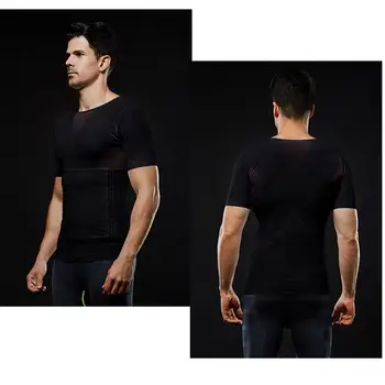 Visoko Elastična Moške Oblikovalec T Shirt Trebuha Zbiranje Pasu Telo Izgradnjo Tesen Vrhovi Modnih Oblačil, Priložnostne Trdni Zunanji Tshirt