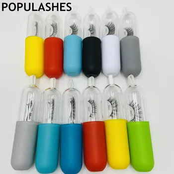Debelo Kapsula Tabletke steklenice, embalažo, umetne trepalnice 3d mink lase ročno Trepalnico s prozorno barvo polje