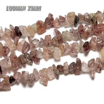 AAA+ Wholesale 5-8mm Gravel Shape Strawberry Quartz Natural Stone Beads For Jewelry Making DIY Bracelet Necklace Strand 34''
