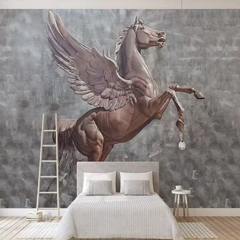 Novo po Meri 3D Velika Zidana Ozadje Evropski stil olajšave angel flying horse otroška soba, TV Ozadja, ki živijo Spalnica