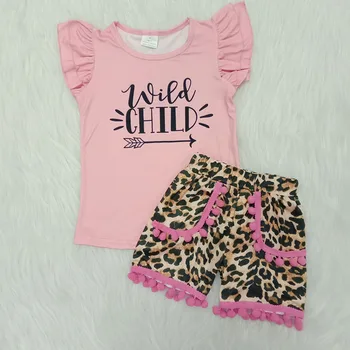 2020 Baby Toddler Poletje Otrok Oblačila Črke Natisni T-shirt+Leopard Hlače, Dekleta, Obleko Malčka Dekle Oblačila Otroci Oblačila