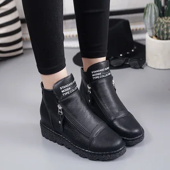 Jeseni platformo klin pete škornji Ženske Čevlje z večjo platformo edini ženski modni priložnostne zip boots785