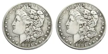 NAS 1881/1881 Dva obraza Morgan Dolar Silver Plated Kopija Kovanca