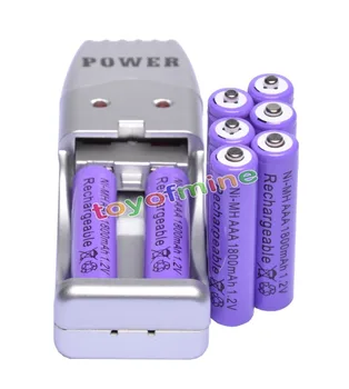 8x AAA 3A Vijolična Barva 1,2 V Ni-MH 1800mAh Baterija za Polnjenje + USB Polnilec