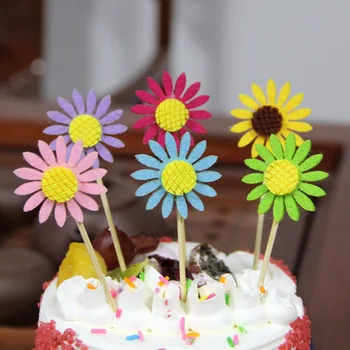 6pcs Cvetje, Poročni Cupcake Pokrivalo barvitimi Happy Birthday Cake Pokrivalo Za Rojstni dan Torta Okraski Baby Tuš