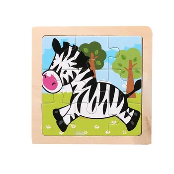 2019 Vroče Prodaje 3D Živali Puzzle Blokov, Igrače za Otroke, Izobraževalne Igrače Otroci Darilo Lesene 9 kosov Risanka Živali Puzzle Original