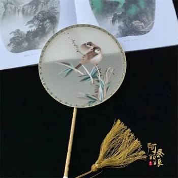 Suzhou Ptic vezenje palace fan čisto ročno vezenje boutique double-sided (obojestransko), vezenje skupine fan Kitajski stil