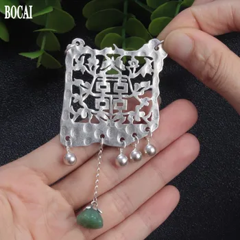 BOCAI Novo pravi s990 čistega srebra lotus vesel značaj bell pulover verige ročno izdelane srebrne etnične slog dolgo ženska ogrlica