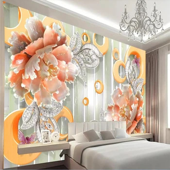 Beibehang Ozadje po meri, dnevna soba, spalnica kavč zidana ozadju 3D reliefni nakit peony pearl zidana TV ozadju