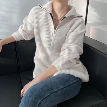 Ohlapen Pulover Puloverju 2020 Pozimi Korejski Pletene Vrh Dame Turtleneck Puloverju Pulover Moda Divje Priložnostne Ženski Pulover