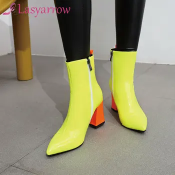 Lasyarrow Modi Nove Ženske Čevlje Jesen Zimskih Čevljev Debel Visokih Petah Ženske Kratke Martin Škornji Škornji Ženski Botas Mujer
