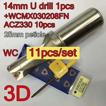 WC 14 mm-25 mm petiole-3D CNC U vaja 1pcs+WCMX030208FN ACZ330 10pcs=11pcs/set