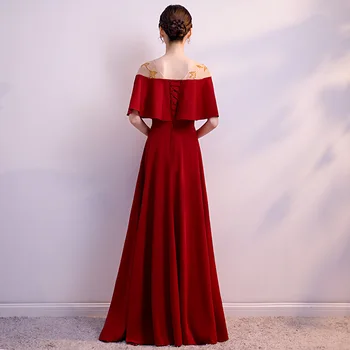 2020 Rdeče Novi Kitajski Slog Stranka Temperament Obleko Toast Nevesto Dolgo, Preprosto Velikodušno Večerna Obleka Ženske