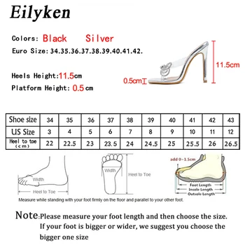 Eilyken Elegantne Ženske obleke Čevlji Modni Kristalno Bowknot Gospe Copate PVC Pregledna V-Neck Trak Sandali Stiletto Petah