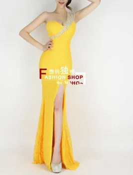 Potrditev prodajo Fashion prišlekov Čipke Sequined Eno-ramo vestido de festa haljo de soiree dolge Večerne obleke H0515
