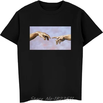 Novo Michelangelo Cappella Sistina Majica s kratkimi rokavi Moški Harajuku Ulzzang Tumblr T-shirt Moda Letnik Tshirt Moški je Priložnostne Tees Vrhovi