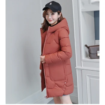 Pozimi novo 2018 korejska različica Toplo Plus Bombaž Debele Hooded Dolgo Jakno Plašč Ženski slim navzdol bombaž Outwear Parkas