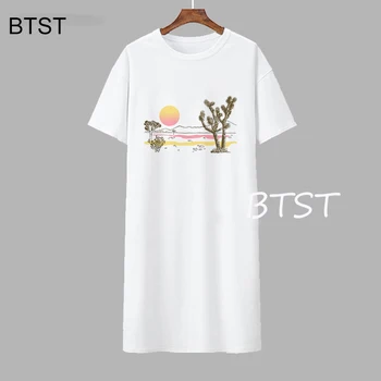 Smešno Mačka MAMA Natisnjeni beli midi majica s kratkimi rokavi obleka ženske srčkan korejski oblačila, casual kratek rokav poletne obleke ženska oblačila