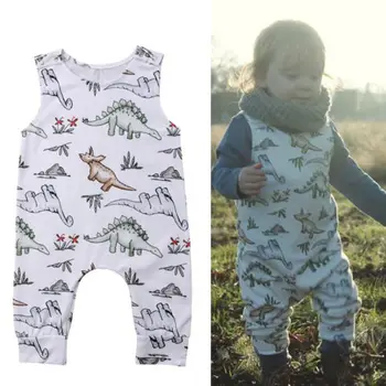 Babys Jumpsuits 6M-24M Bombaž Novorojenček Dojenček Fant Dekle Dinozaver Romper Jumpsuit Obleke Obleke