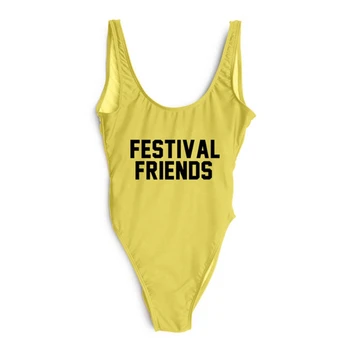FESTIVAL PRIJATELJI Pismo Tiskanja En Kos Kopalke Ženske Kopalke, kopalke, plavanje obleko za ženske Plažo monokini Bodysuit
