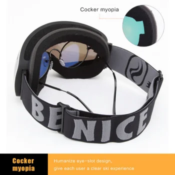 Odraslih Smučarskih Očala Dvojno Plast UV400 Anti-fog Moški Ženske utdoor Šport Snowboard Smučanje Očala Velike Maske, Očala Primeru