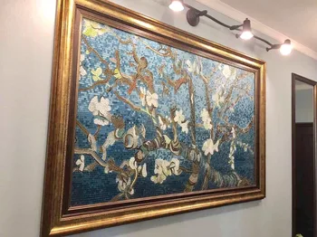 Po meri Ročno rezan Van Gogh Marelice Cvet Zidana Umetnosti Stekleni Mozaik ploščice za kuhinjo backsplash talne ploščice stenske nalepke, stopnišče