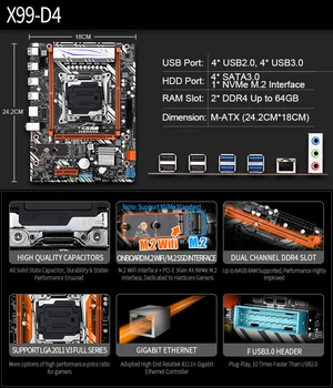X99 D4 matični plošči nastavite z Xeon E5 2678 V3 LGA2011-3 CPU 2pcs X 8GB = 16GB 2133MHz pomnilnik DDR4 REG ECC RAM
