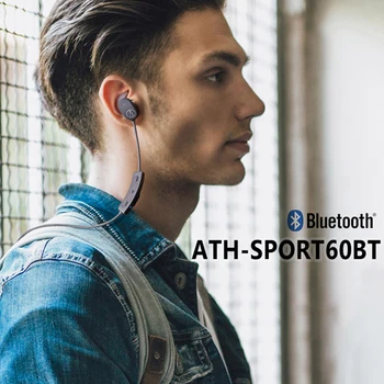 Audio Technica ATH-SPORT60BT Bluetooth 5.0 Slušalke vodotesno Brezžično Šport Čepkov HIFI Stereo Glasbe, Gaming Slušalke z Mikrofonom