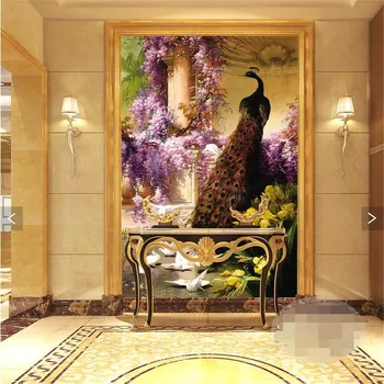 Beibehang po meri 3D 3d art zidana celini klasičnih pav golob TV ozadju dnevna soba dekoracijo doma