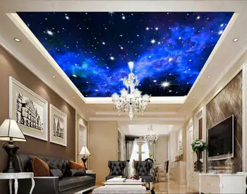 Foto Ozadje, Dnevna Soba, Spalnica KTV Stropne Freske Ozadje Fantasy modra zvezdnato nebo dnevna soba stropna freska