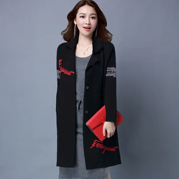 Pomlad Ženske Oblačila 2020 Koreja Nov Modni Veliki Metrov Prosti čas Plašč pletenje Jopico Srednje Dolg Suknjič QQ113