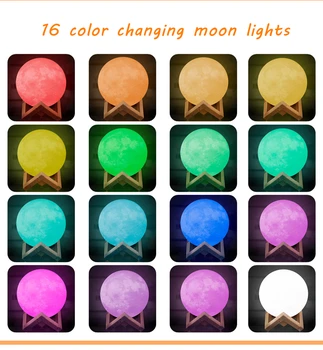 Noč Lahka 3D Luna Lučka Moon Light Ustvarjalni Luči Led Namizna Svetilka Novost USB Polnilne za Otrok Otroka Otroci Božični Dekor
